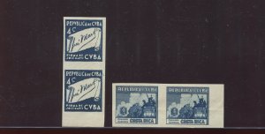 CUBA 346P & 347P 1937 4c Costa Rica and Cuba Imperf Blue Plate Proof Stamp Pairs