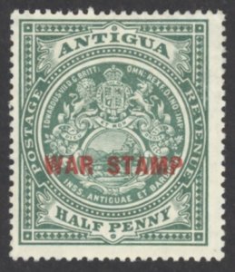 Antigua Sc# MR1 MH 1916-1918 ½p War Tax Overprints