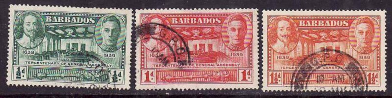 Barbados-Sc#202-4- id9-three used Kings-1939-