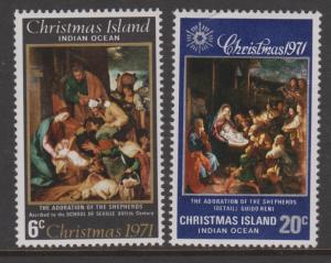 Christmas Island 1971 Christmas Set Sc#37-38 MNH