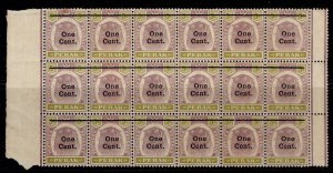 MALAYSIA - Perak QV SG83 + 83b, 1c on 5c ANTIQUE 'e' BLOCK x 18 UNUSED Cat £150+