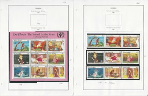 Gambia Stamp Collection on 24 Steiner Pages, 1991-94 Mint NH Sets Disney, JFZ