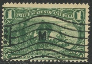 US Sc#285 1898 1c Trans Mississippi F-VF Centered Used with Flag Cance