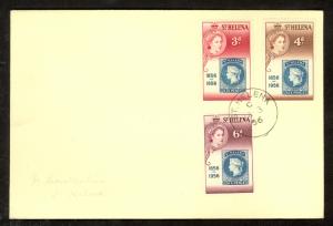 ST HELENA 1956 POSTAGE STAMP ANNIVERSARY Set on FDC Scott 153-155 Cover