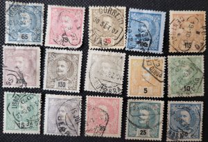 Portugal, 1895-1905, King Carlos, #110-118,120-22,124-26,129,used, SCV$15.15