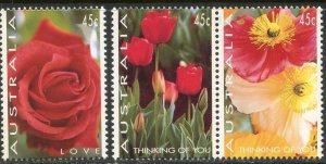 AUSTRALIA Sc#1367-1369 1994 Thinking of You Flowers Complete OG Mint NH