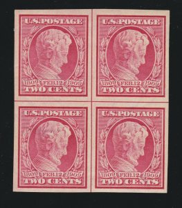 US 368 2c Lincoln Mint Centerline Block of 4 VF-XF OG H SCV $140