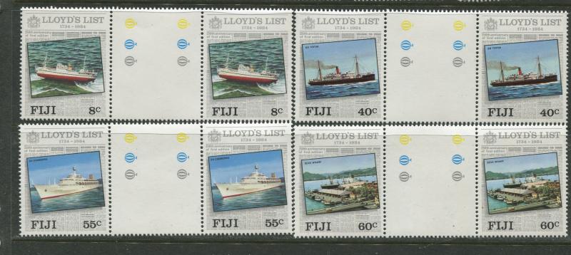 Fiji - Scott 509-512 - Lloyds List Issue -1984 -MNH -Gutter Pair Set of 4 Stamps