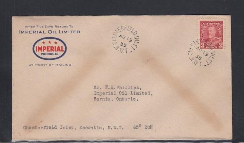 Canada Cover Chesterfield Inlet N.W.T. 1935 Imperial Oil Products