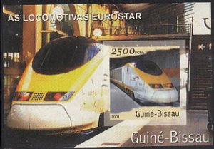 Guinea-Bissau 2001 MNH Yellow Train IMPERF