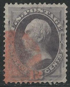 US Scott #151 F/VF Used 12c Banknote Stamp CV $220 Red Cancel