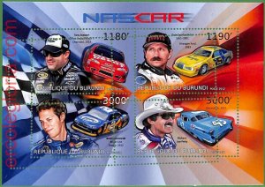 B1247 - BURUNDI - MISPERF ERROR Stamp Sheet - 2012 - NASCAR, CARS-