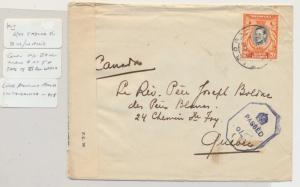 KUT (BRITISH) TABORA TO CANADA 1944 CENSOR COVER, POSTED IN N.RHODESIA(SEE BELOW