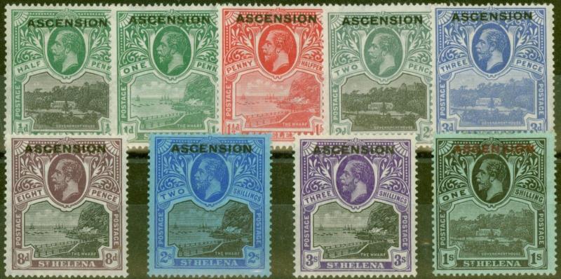 Ascension 1922 set of 9 SG1-9 Fine Mtd Mint