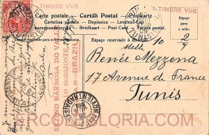 ad6131 - BRAZIL - POSTAL HISTORY - POSTCARD to TUNIS Tunisia 1909