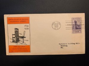 US PRINTING TERCENTENARY FDC SCOTT 857 