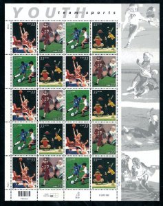 PCBstamps   US #3399/3402 Sheet $6.60(20x33c)Youth Team, MNH, (6)