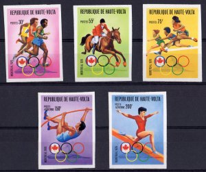 Upper Volta 1976 Sc#390/2C231/32 MONTREAL OLYMPICS Set (5) IMPERFORATED MNH