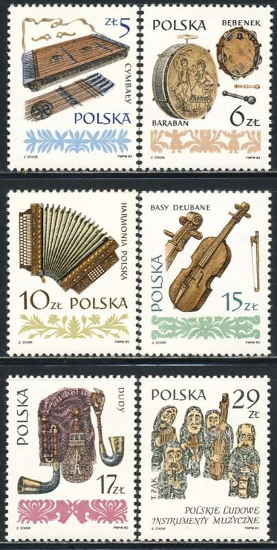 Poland 1984 Sc 2603-8 Musical Instruments Stamp MNH