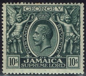 JAMAICA 1921 KGV 10/- WMK MULTI SCRIPT CA