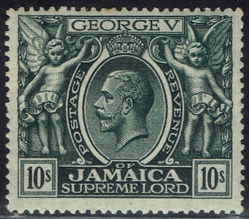 JAMAICA 1921 KGV 10/- WMK MULTI SCRIPT CA