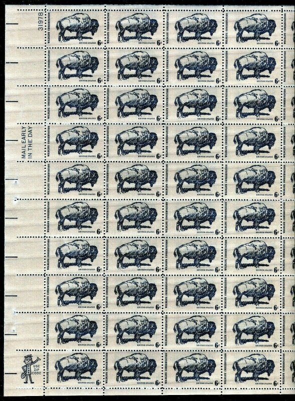 Scott # 1392 Wildlife Conservation Buffalo 6¢ Sheet of 50 Stamps MNH 1971