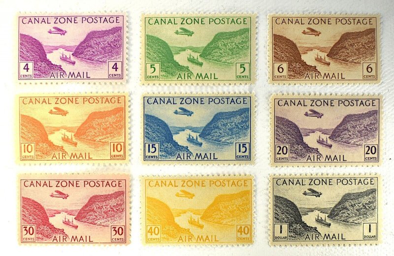 US CANAL ZONE STAMPS SCOTT #C6-C14 MNH FULL SET, 1931-1949