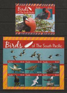 BIRDS-TUVALU #1345-6 BIRDS OF THE SOUTH PACIFIC M/S MNH