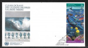 United Nations NY 604a Clean Oceans Geneva Cachet FDC First Day Cover