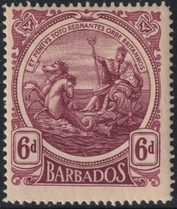 Sc 135 Barbados 1916 - 1918 Seal of the Colony 6 pence issue MLH CV $15.00