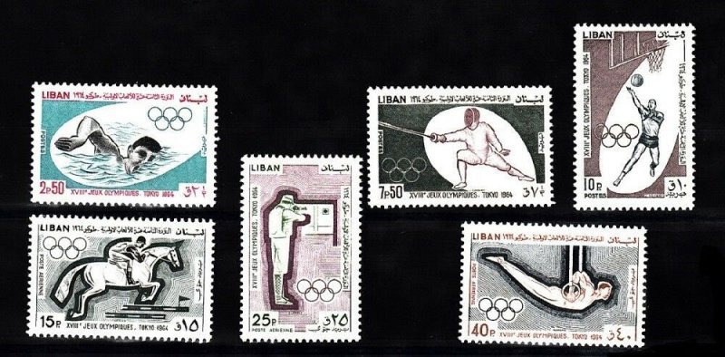 LEBANON - LIBAN MNH SC# 431-433, C424-C426- TOKYO 18th. OLYMPIC GAMES 1964