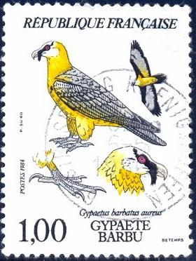 Bird, Bearded Vulture, France stamp SC#1938 used