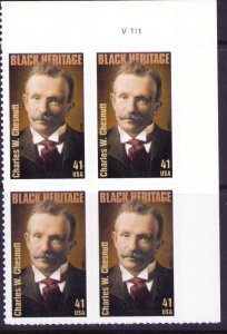 US Scott # 4222 Plate Block Of 4 Stamps MNH, Charles W Chesnutt Black Heritage