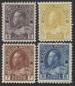 Canada #112-115 Lot of 4 George V Admirals Fine+ Mint OG H/LH