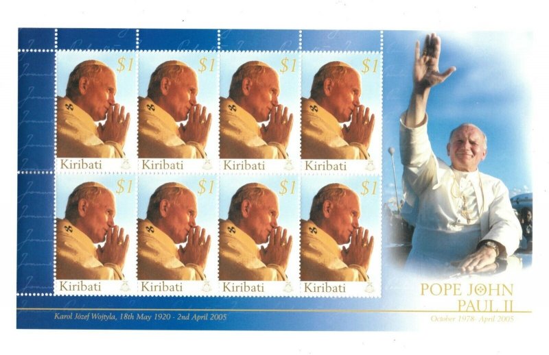 Kiribati 2005 - SC# 871 - Pope John Paul II Memorial - Sheet of 8 Stamps - MNH