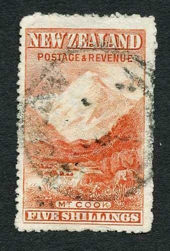 New Zealand SG329a 5/- Dull Red Wmk upright Perf 14 Cat 375 pounds