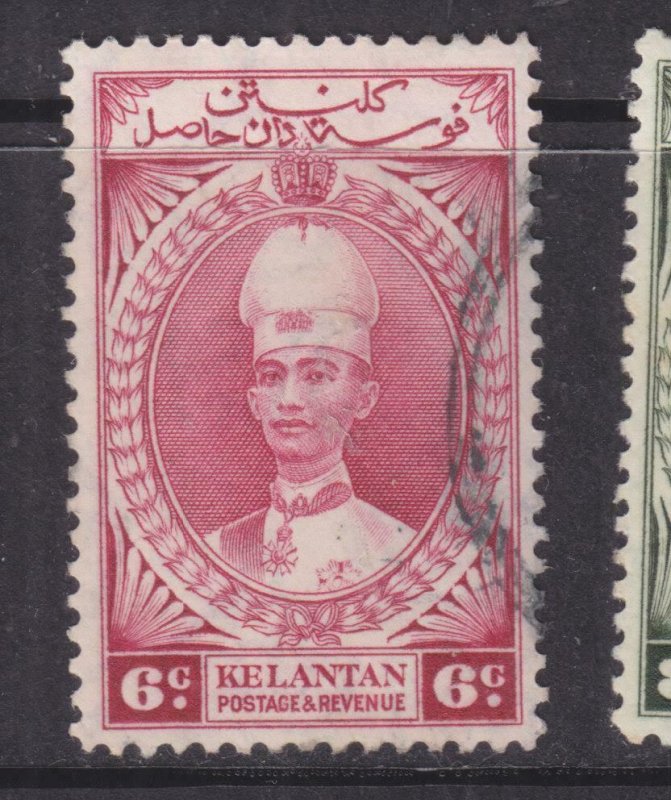 KELANTAN, 1937 Sultan Ismail, 6c. Lake, used.