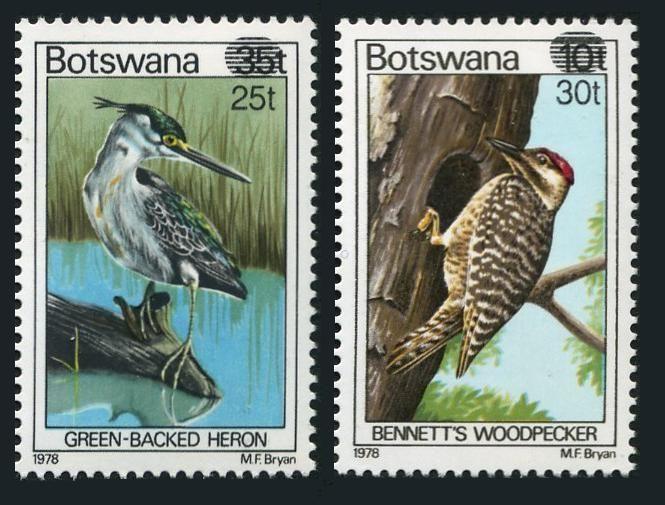 Botswana 289-290,MNH.Michel 281-282. Heron,Woodpecker,New value 1981.