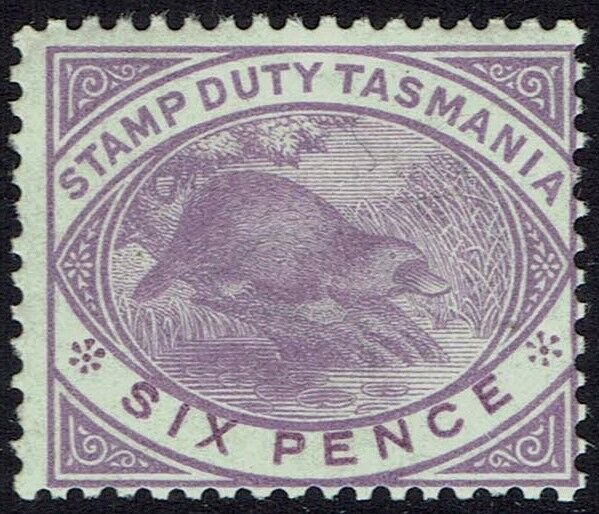 TASMANIA 1880 PLATYPUS STAMP DUTY 6D MNH **