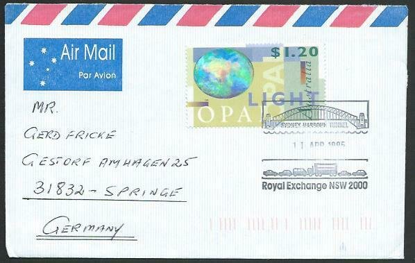 AUSTRALIA 1995 cover to Germany - nice franking - Sydney Pictorial pmk.....14702