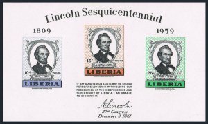 Liberia 386a sheet,MNH.Michel Bl.14. Abraham Lincoln,150 birth Ann.1959.