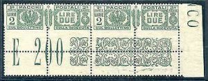 Postal parcels Lire 2 varieties notched only at the top