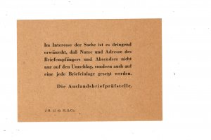 Germany Scarce Frankfort Censor Insert Censor Stamps & Tape Berlin 1941 Cover ¼