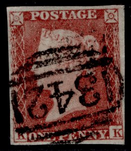 GB QV SG9, 1d pale red-brown PLATE 157, USED. Cat £45. KK