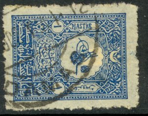 TURKEY 1901 1pi Blue Sc 113 with DAMAS SYRIA Postmark Used