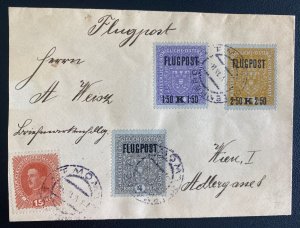 1918 Lwow Austria Early Airmail Cover To Vienna Sc#C1-C3