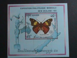 CAMBODIA-1990 SC#1071-NEW ZEALAND'90 STAMP SHOW- LOVELY BUTTERFLY MNH S/S VF