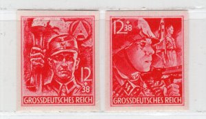 GERMANY 3rd REICH APRIL 1945 LAST STAMPS SA/SS IMPERFORATED B292-B293 PERFECT NH