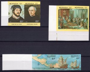 Nicaragua 1986 Mi#2704/2709 COLUMBUS 500TH.ANNIV.AMERICA 3 PAIRS IMPERFORATED