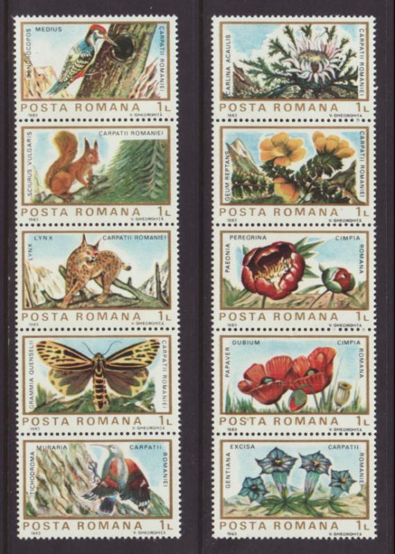 Romania 3154-3155 Animals,Flowers MNH VF